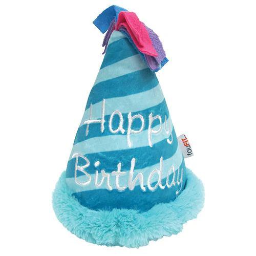 Foufou Dog Plush Birthday Hat Dog Toy Blue - Blue - Dog Toys - FouFou Dog - PetMax Canada