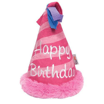 Foufou Dog Plush Birthday Hat Dog Toy Pink - Pink - Dog Toys - FouFou Dog - PetMax Canada