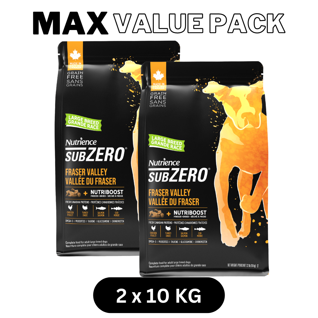 Max Value Pack: Nutrience Grain Free Dog Food Large Breed SubZero Fraser Valley 20 Kg