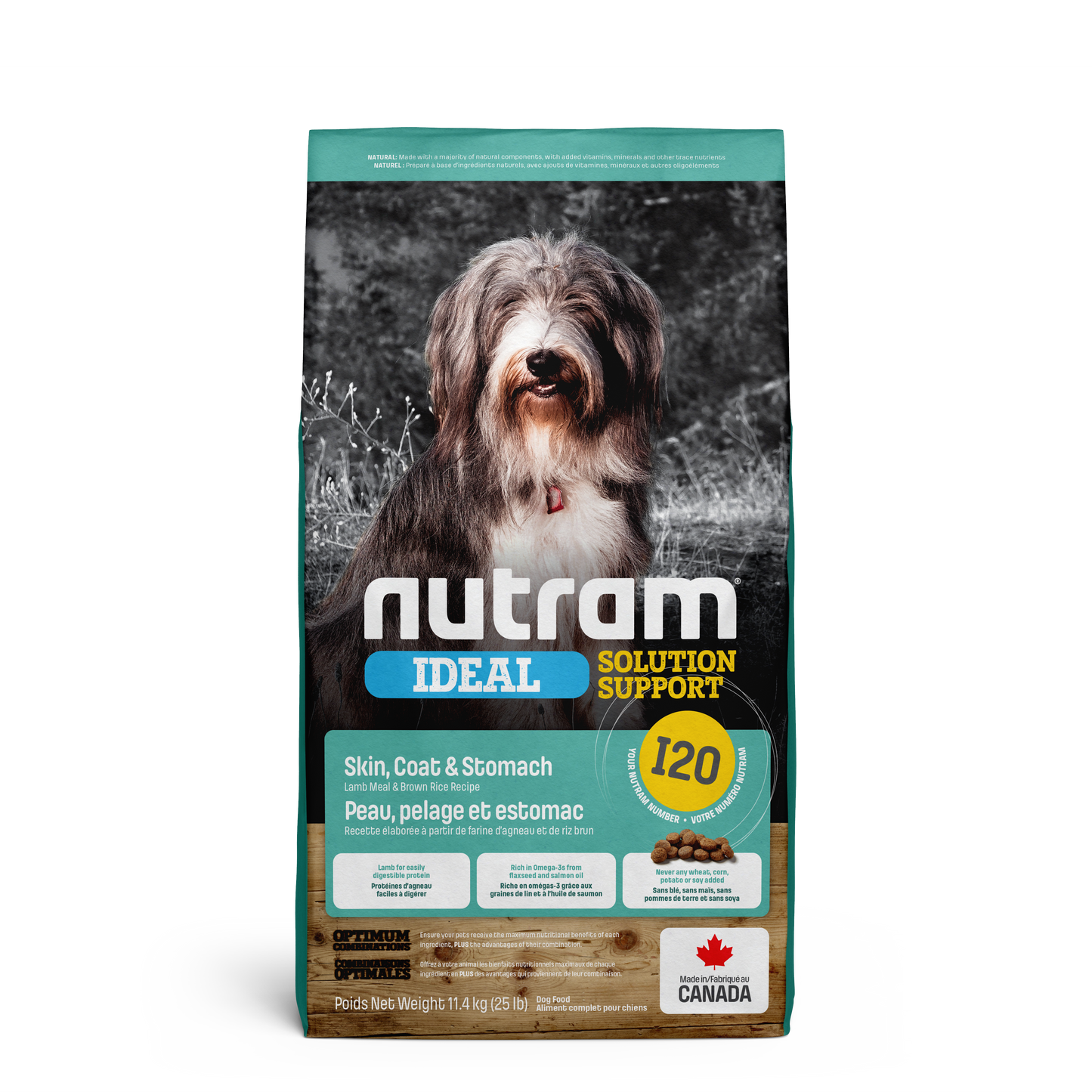 Nutram Ideal Solution I20 Skin, Coat, and Stomach Dog Food Lamb Meal & Brown Rice