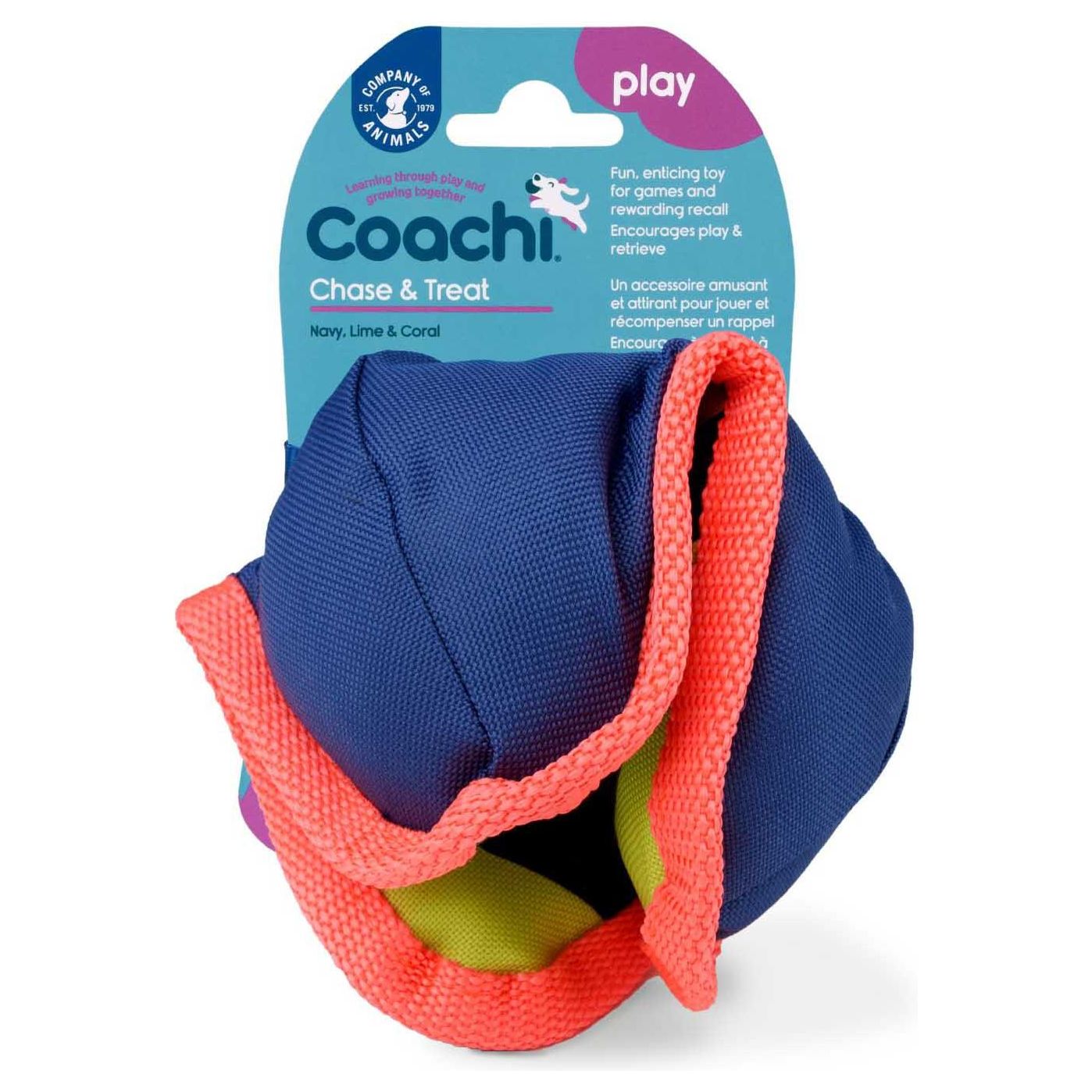 Coachi Chase & Treat Navy, Coral & Coral - 5" - Training Products - COACHI - PetMax Canada