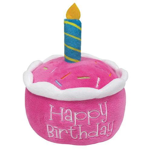 Foufou Dog Plush Birthday Cake Dog Toy Pink - Pink - Dog Toys - FouFou Dog - PetMax Canada