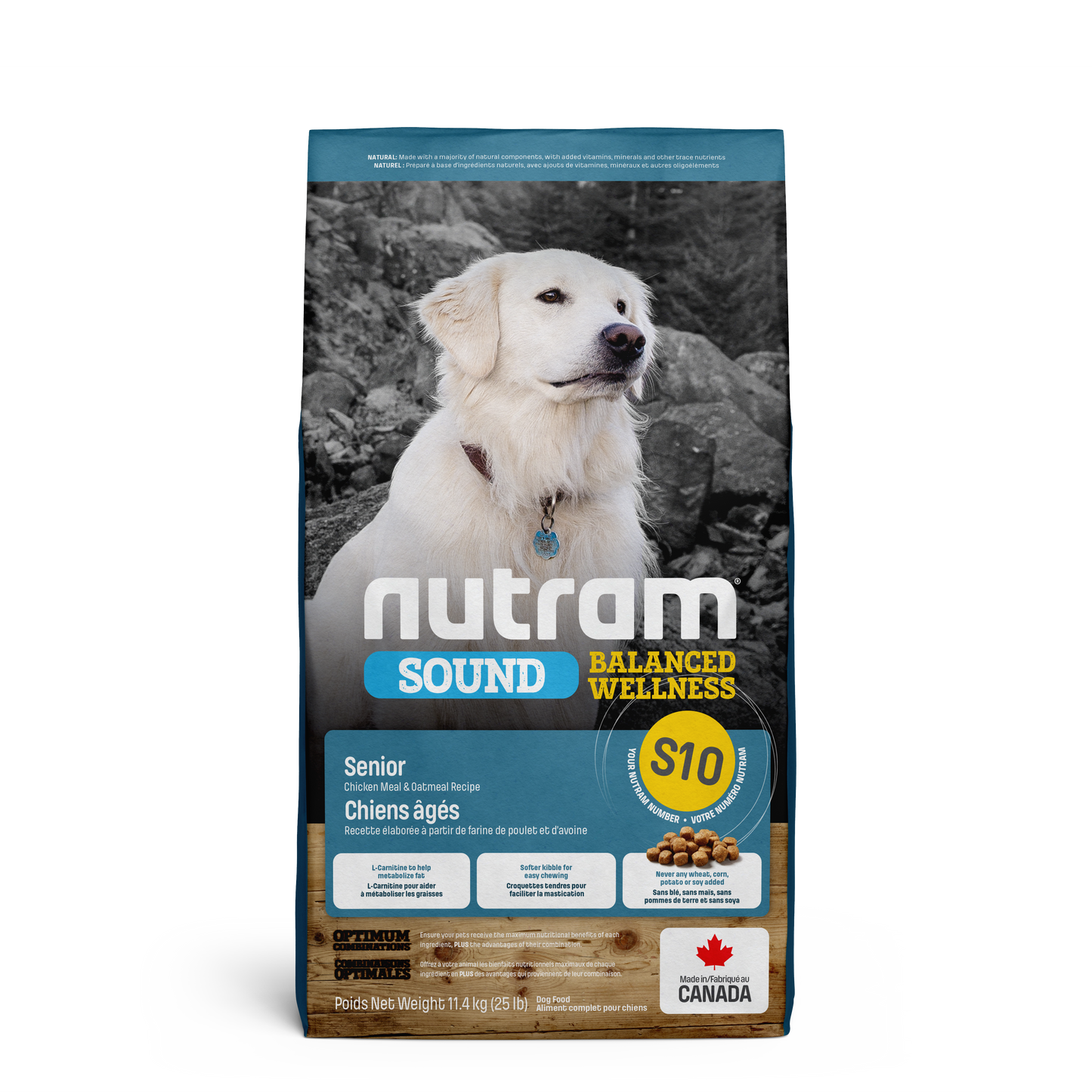 Nutram Sound Balanced Wellness S10 Recette de farine de poulet et d'avoine pour chiens