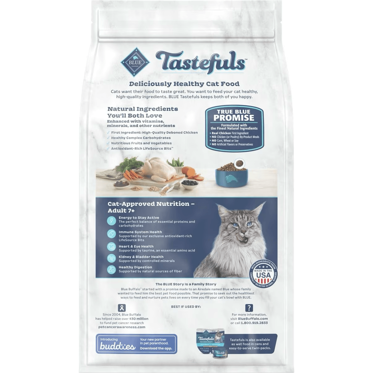 Blue Buffalo Tastefuls Natural Chicken Adult 7+ Dry Cat Food - 3.18 Kg - Cat Food - Blue Buffalo - PetMax Canada