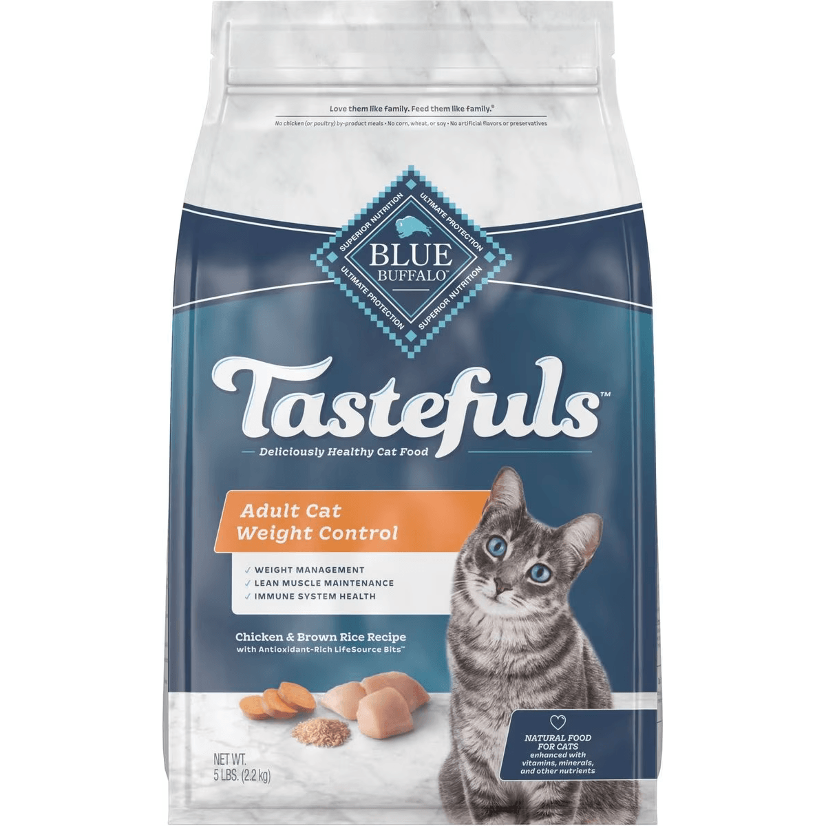 Blue Buffalo Tastefuls Weight Control Natural Chicken Adult Dry Cat Food - 3.18 Kg - Cat Food - Blue Buffalo - PetMax Canada