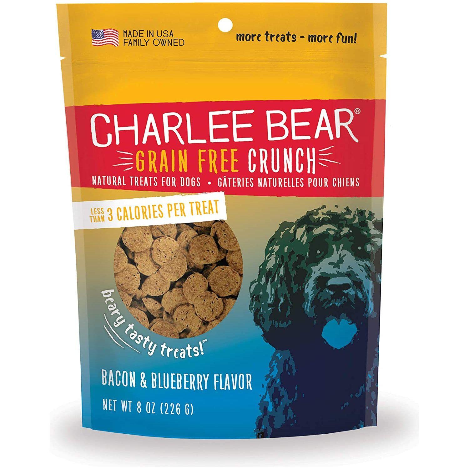 Charlee Bear Grain Free Crunch Bacon & Blueberry Flavour Dog Treats - 8oz - Dog Treats - Charlee Bear - PetMax Canada