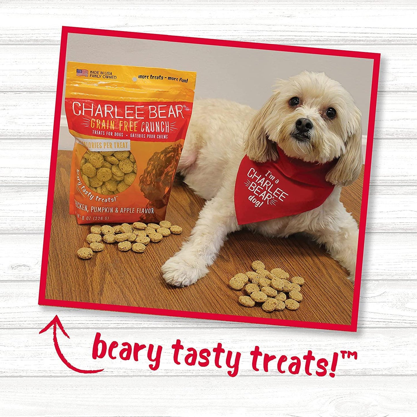 Charlee Bear Grain Free Crunch Chicken, Pumpkin & Apple Dog Treats - 8oz - Dog Treats - Charlee Bear - PetMax Canada