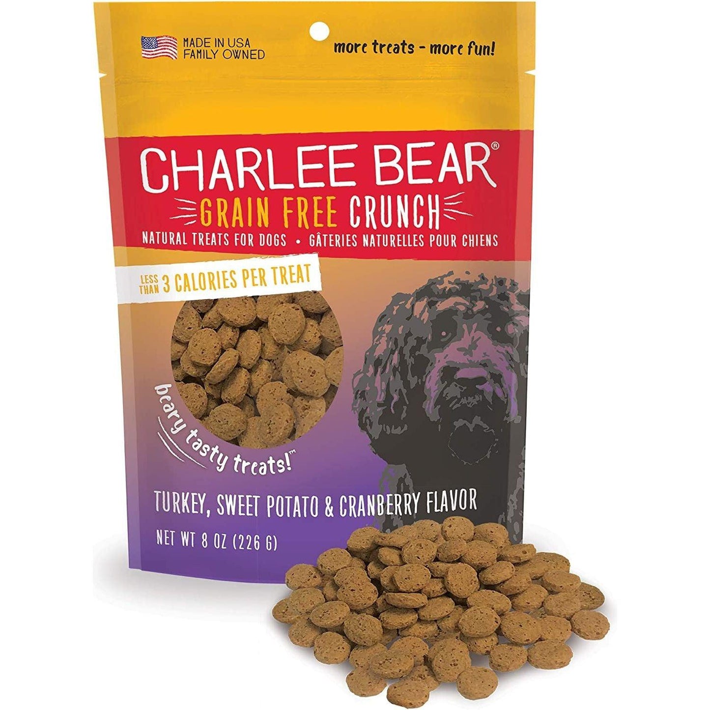 Charlee Bear Grain-Free Crunch Turkey, Sweet Potato and Cranberry Flavour Dog Treats - 226g - Dog Treats - Charlee Bear - PetMax Canada