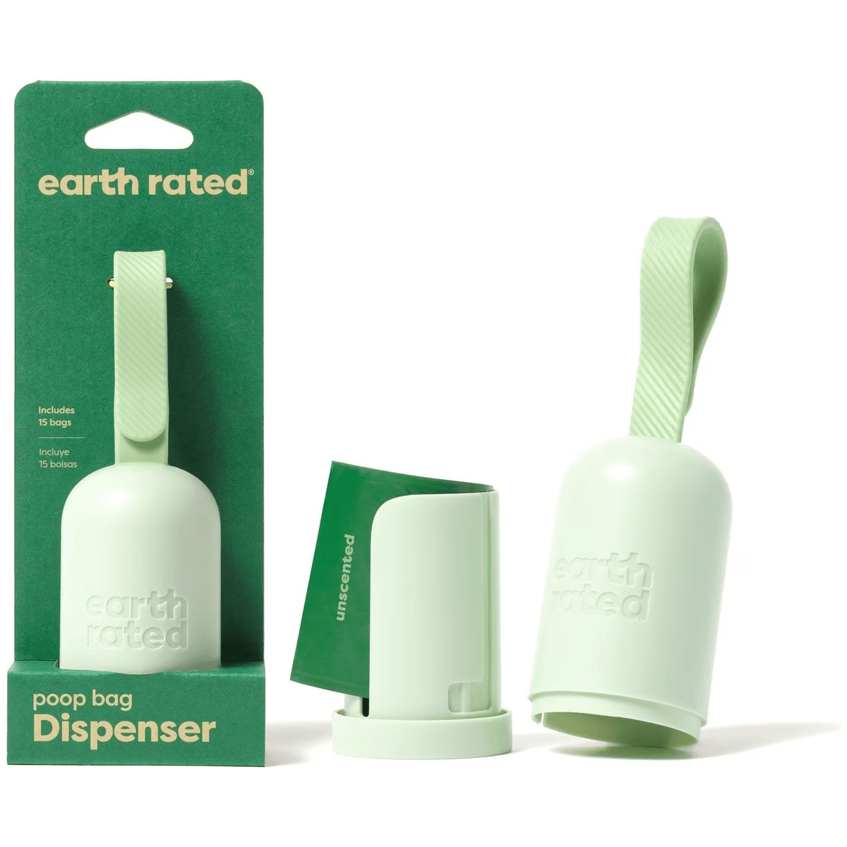 Earth Rated Eco-Friendly Poop Bags Green Dispenser - Dispenser (15 Unscented Bags) - Waste Management - Earth Rated - PetMax Canada