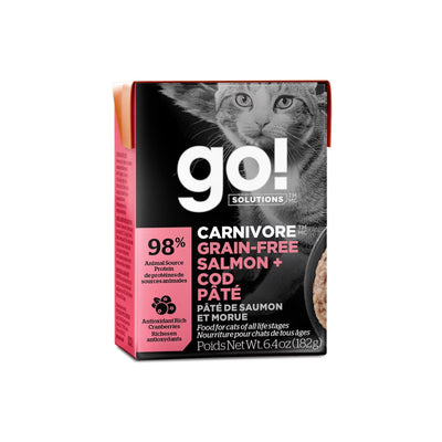 Go! Cat Food Carnivore Grain Free Tetra Pak Salmon & Cod - 182g - Canned Cat Food - Go! - PetMax Canada