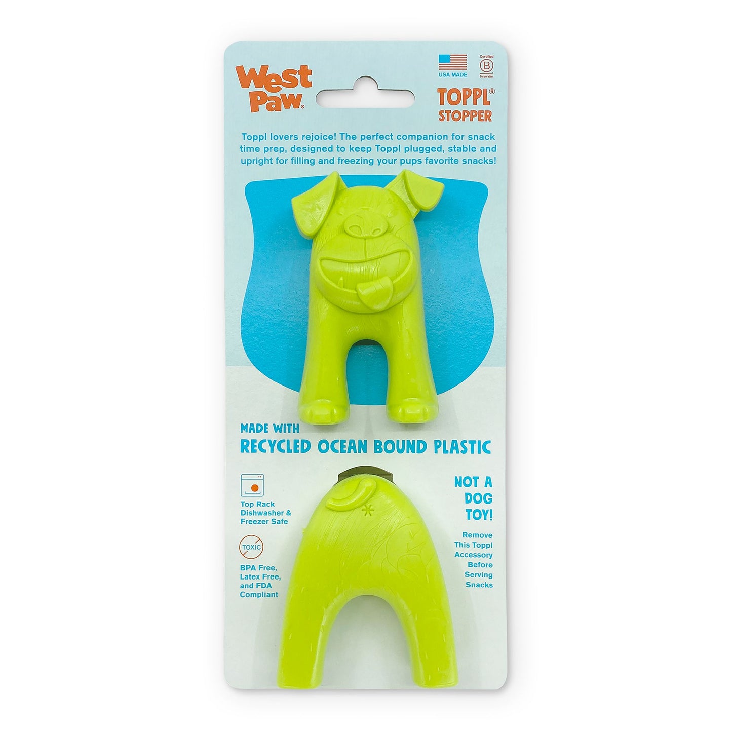 West Paw Zogoflex Toppl Stopper Green 2 Pack