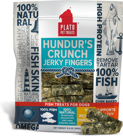 Plato Pet Hundur's Crunch Jerky Fingers Cod Skin