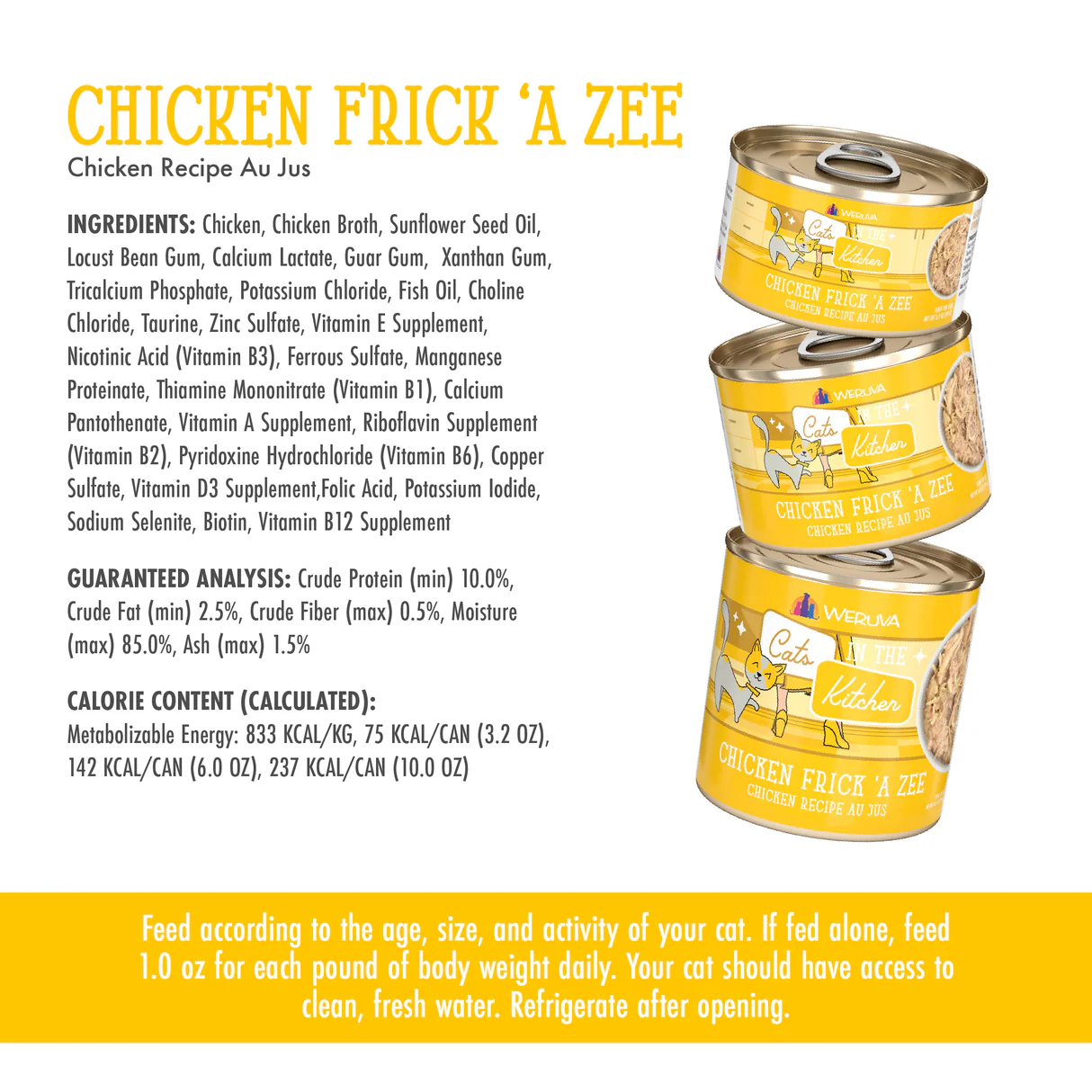 Weruva Wet Cat Food Cats in the Kitchen Chicken Frick A- Zee Shreds