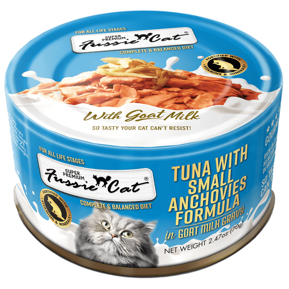 Fussie Cat Premium Tuna With Small Anchovies Formula in Goat Milk - Individual - Canned Cat Food - Fussie Cat - PetMax Canada