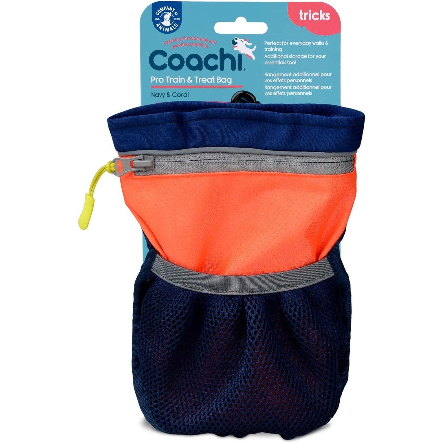 Coachi Pro Train & Treat Bag - Navy & Coral - Training Products - COACHI - PetMax Canada