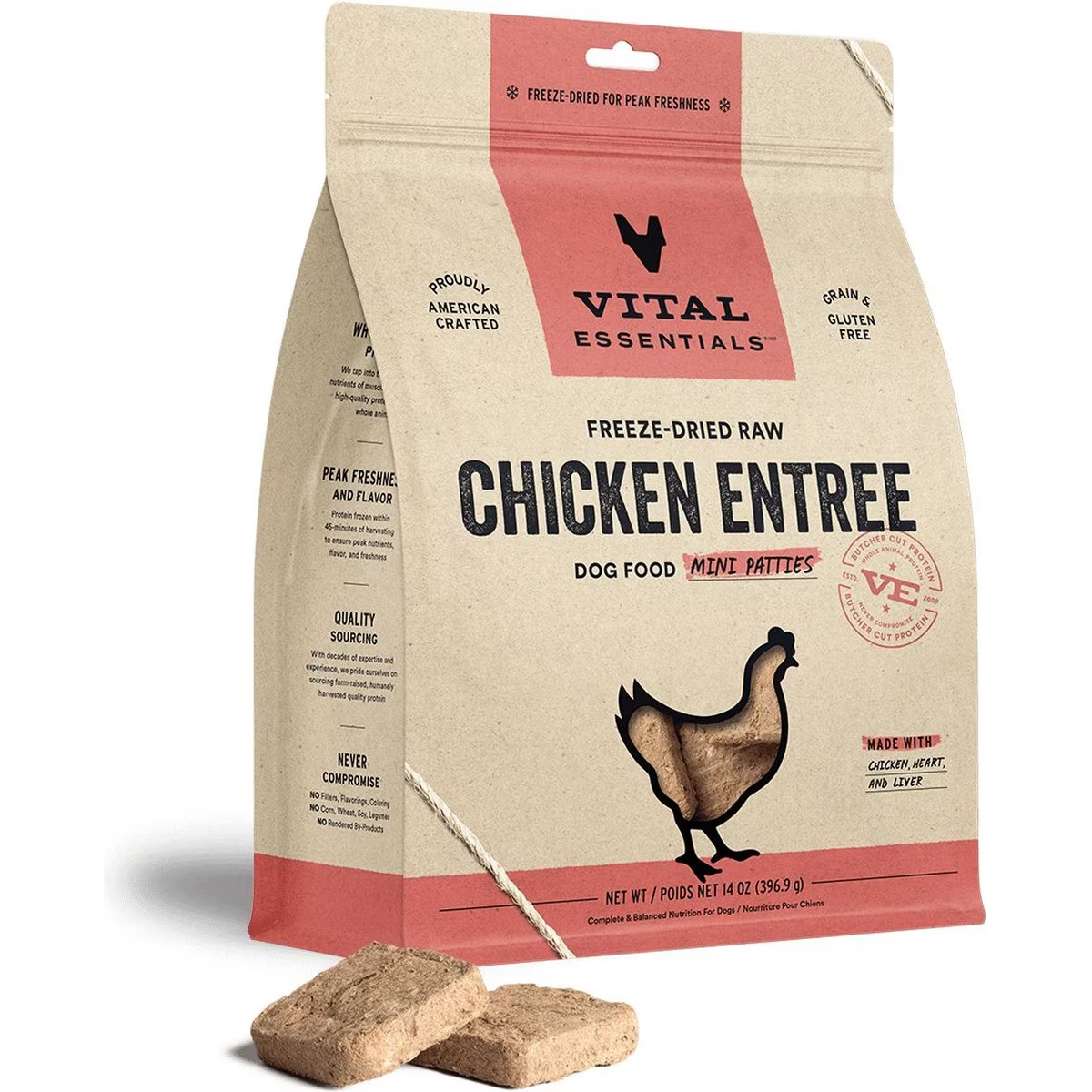 Vital Essentials Freeze Dried Raw Chicken Mini Patties