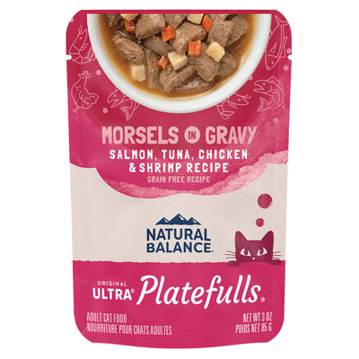 Natural Balance Platefulls Indoor Saumon, Thon, Poulet et Crevettes Nourriture humide pour chats