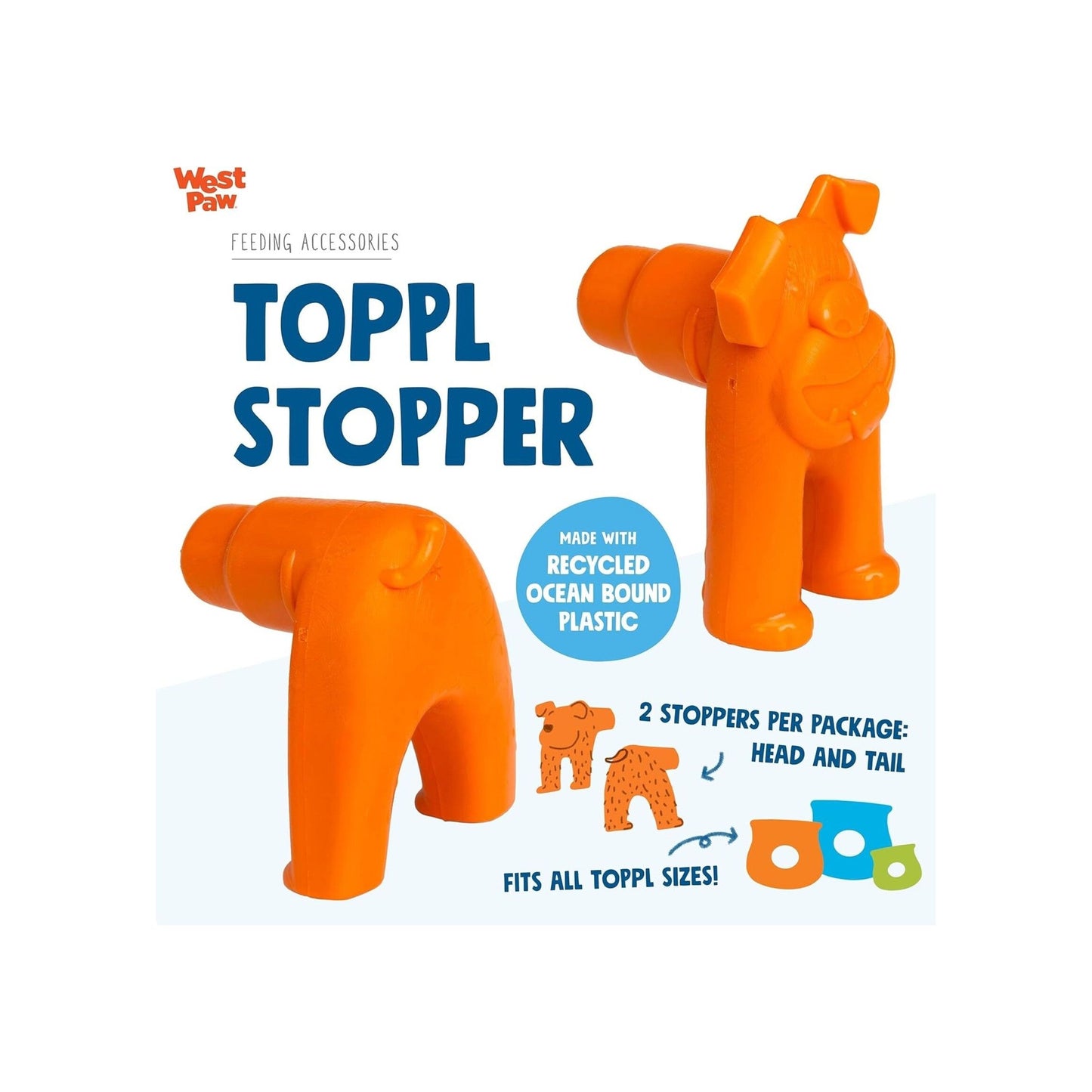 West Paw Zogoflex Toppl Stopper Tangerine 2 Pack