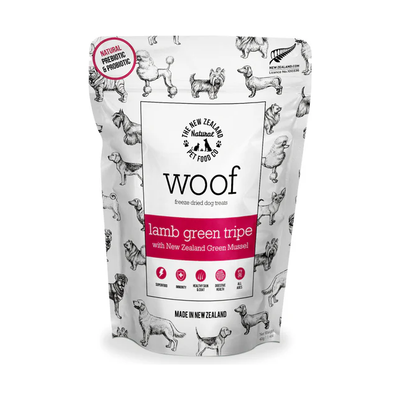 New Zealand Pet Food Woof Freeze Dried Bites Lamb Green Tripe with Green Lipped Mussels