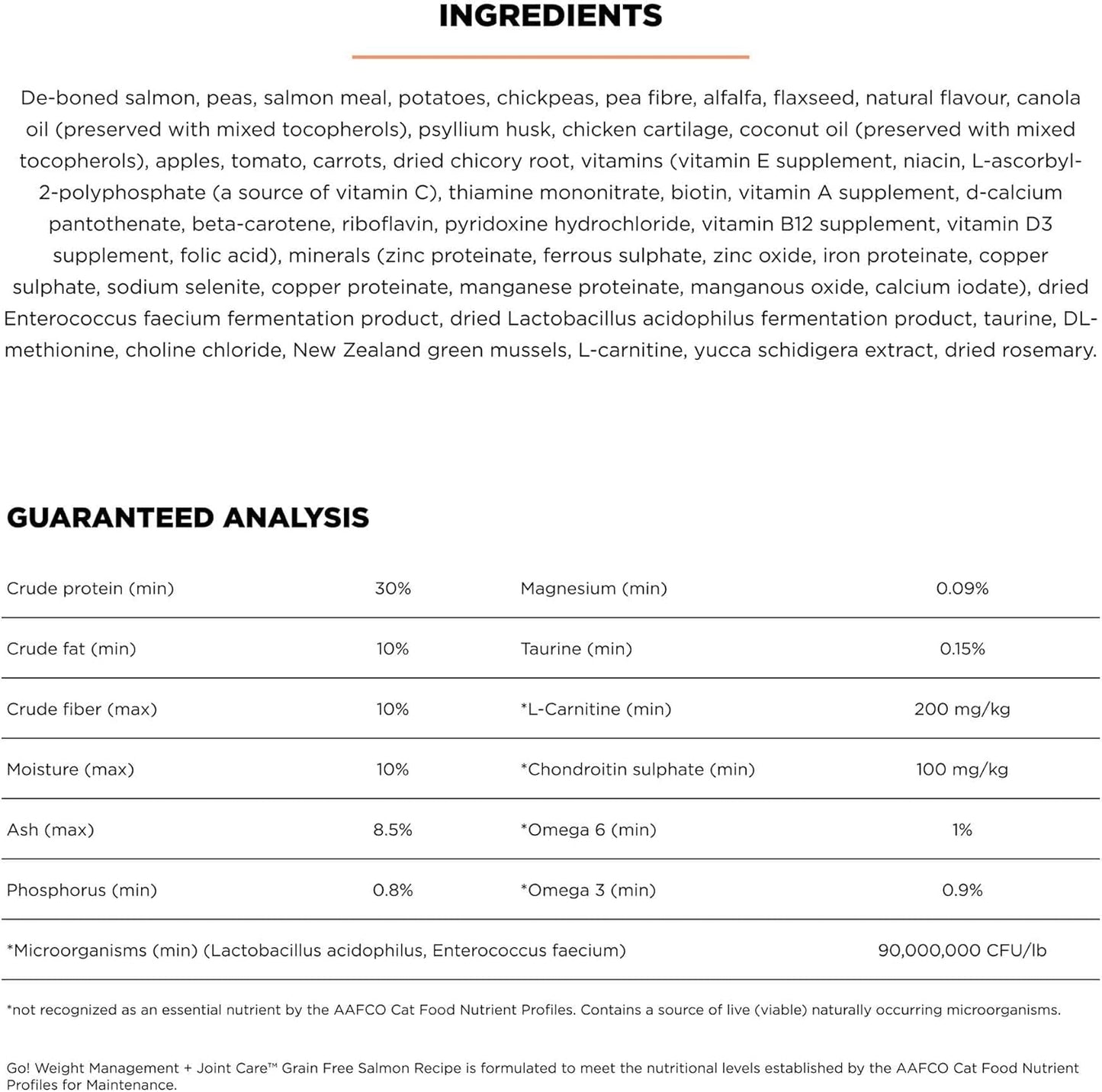 Go! Weight Management + Joint Care Grain-Free Salmon Recipe for cats