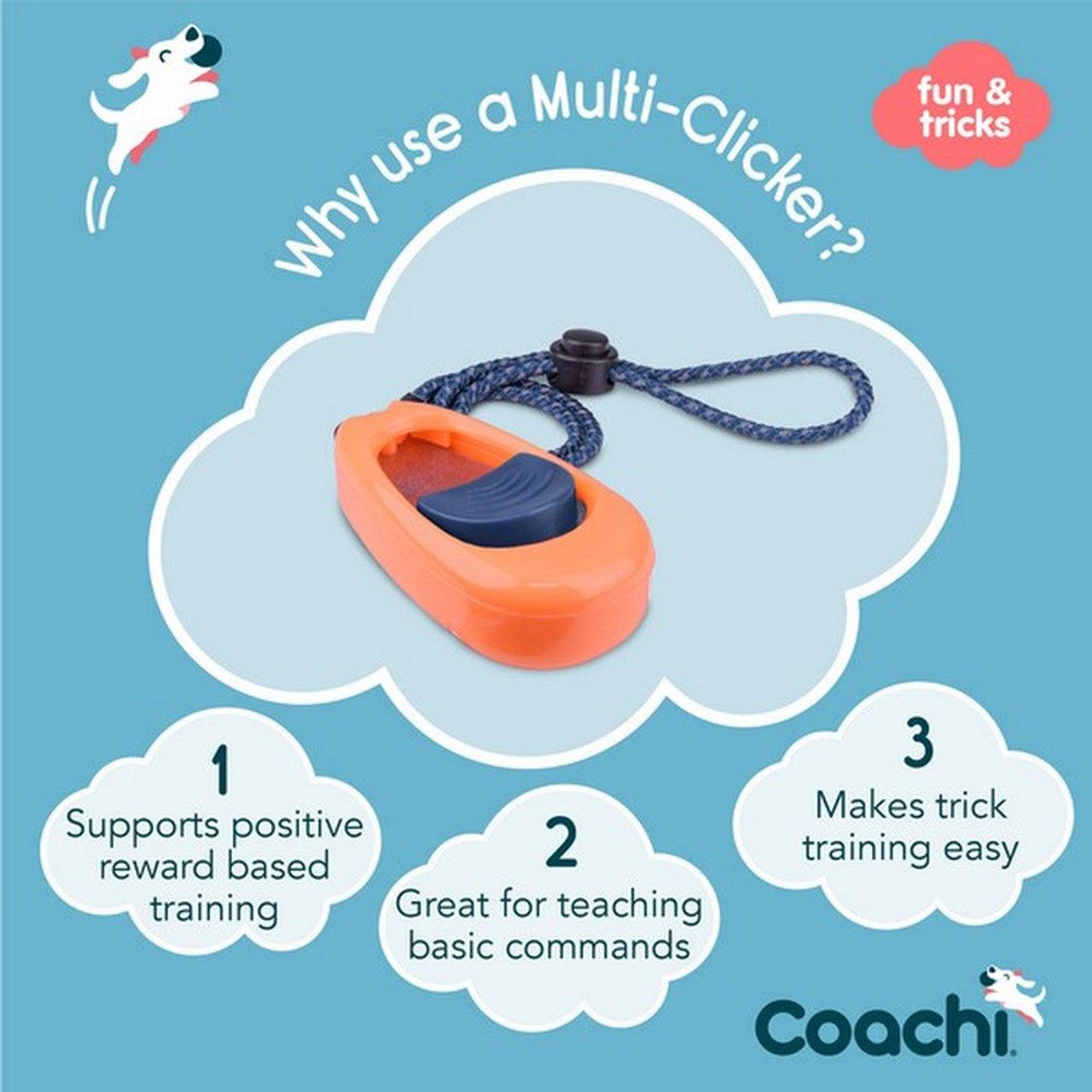 Coachi Multi-Clicker - Coral. Navy Button - Training Products - COACHI - PetMax Canada