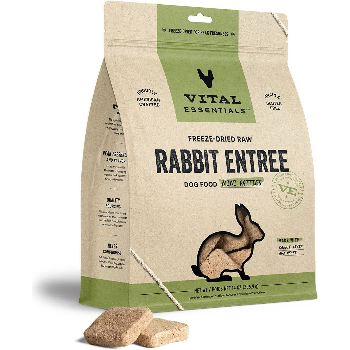 Vital Essentials Freeze Dried Raw Rabbit Mini Patties