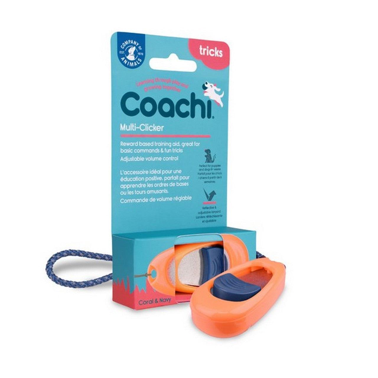 Coachi Multi-Clicker - Coral. Navy Button - Training Products - COACHI - PetMax Canada