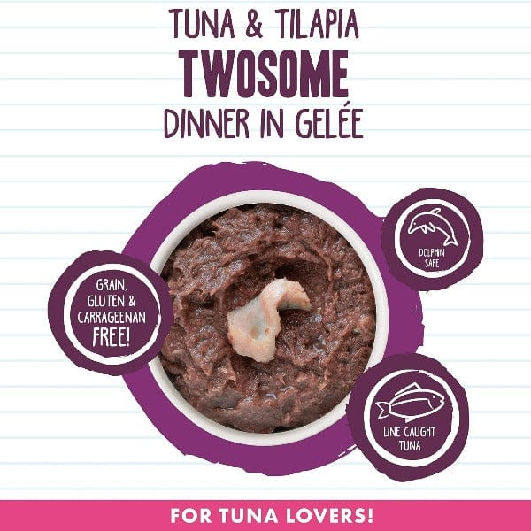 Weruva Wet Cat Food BFF Twosome! Tuna & Tilapia Dinner in Gelee