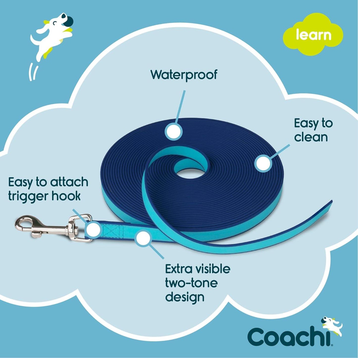 Coachi Waterproof Training Line Navy & Light Blue - 10m - Training Products - COACHI - PetMax Canada