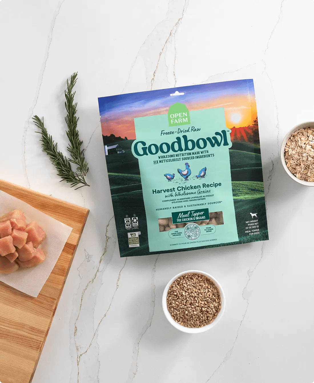 Open Farm Dog Food Goodbowl Harvest Chicken Freeze Dried Raw Toppers - 227g - Dog Food - Open Farm - PetMax Canada