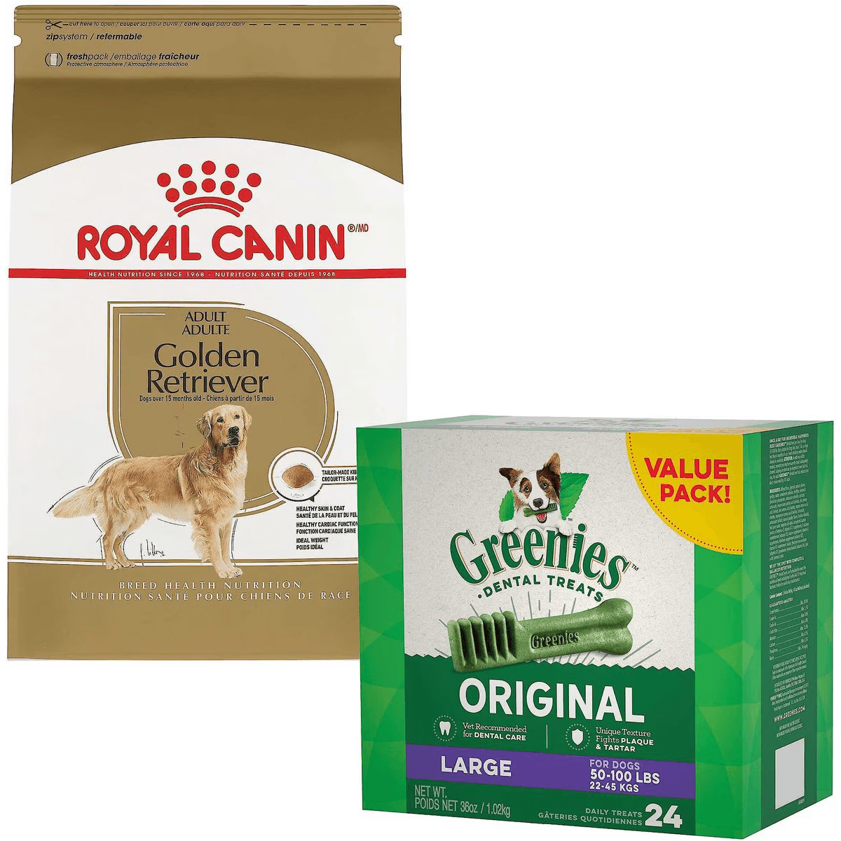 Max Value Pack: Royal Canin Golden Retriever Adult Dry Food 13.6 Kg + Greenies Large Dental Dog Treats 1.02 Kg - Default Title - - Royal Canin - PetMax Canada