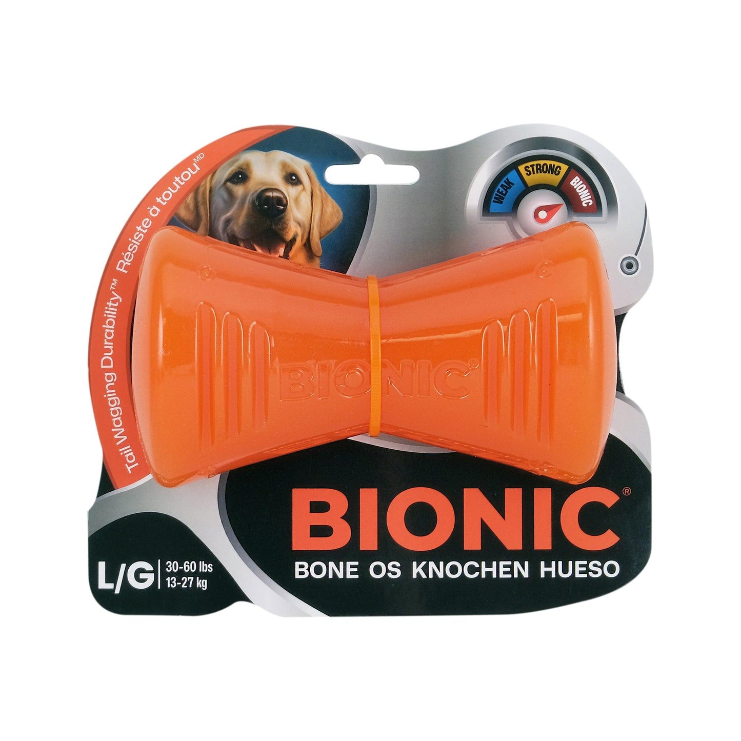 Bionic Rubber Dog Bone - Large: 6" - Dog Toys - Bionic - PetMax Canada