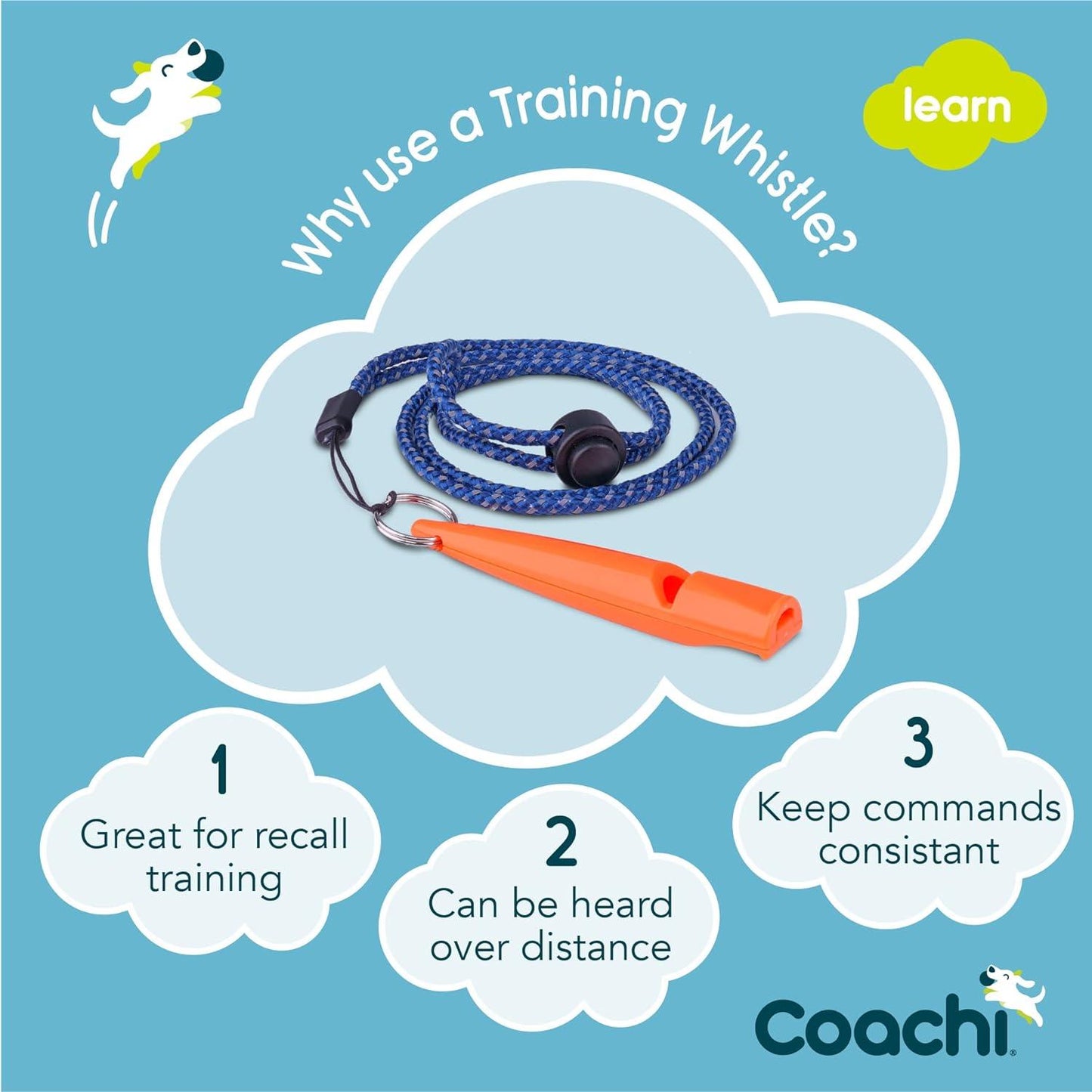 Coachi Training Whistle - Coral - Training Products - COACHI - PetMax Canada