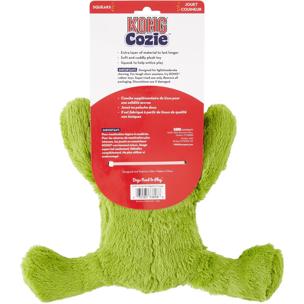 Jouet pour chien Kong Cozie Ali Alligator