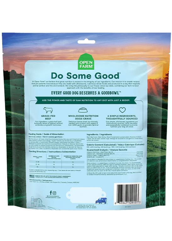 Open Farm Dog Goodbowl Grass-Fed Beef Freeze Dried Raw Topper - 227 g - Dog Food - Open Farm - PetMax Canada
