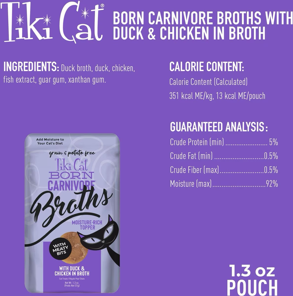 Tiki Cat Pouch Broths Grain Free Duck & Chicken