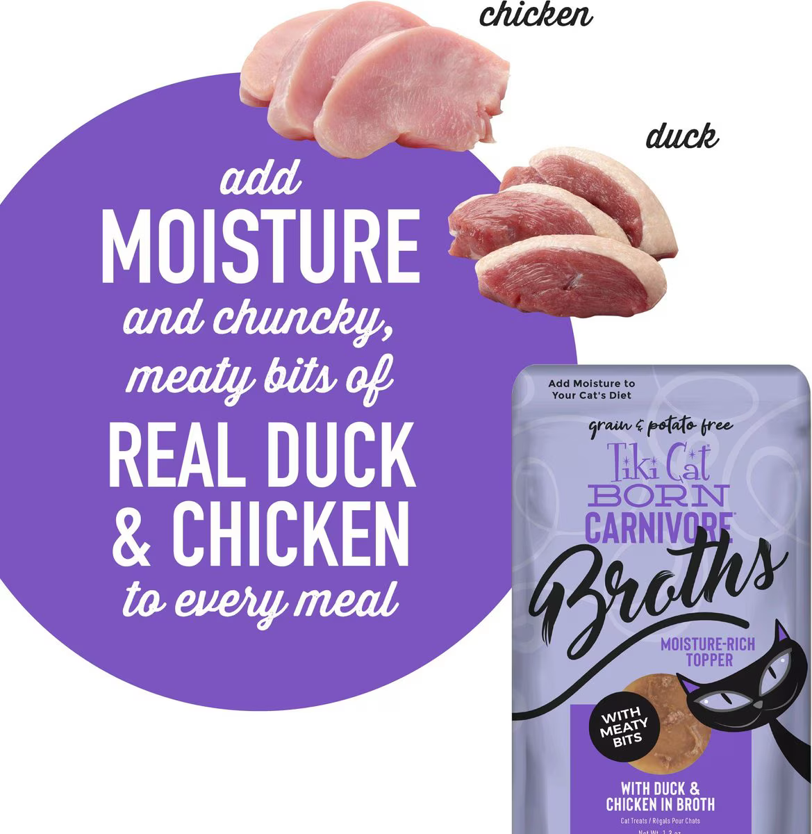 Tiki Cat Pouch Broths Grain Free Duck & Chicken