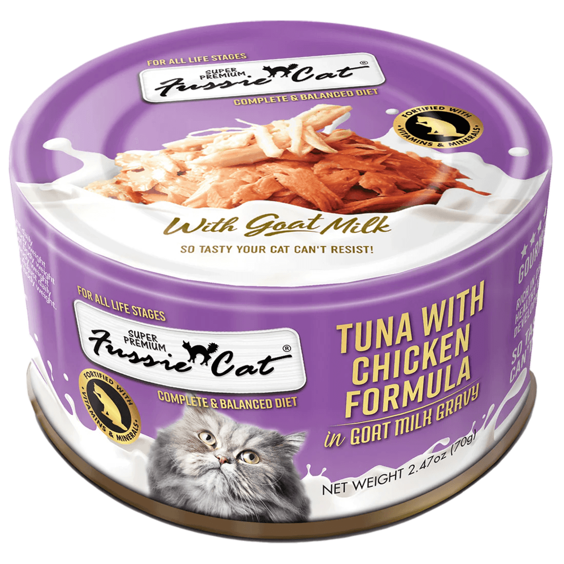 Fussie Cat Premium Tuna With Chicken Formula in Goat Milk - Individual - Canned Cat Food - Fussie Cat - PetMax Canada