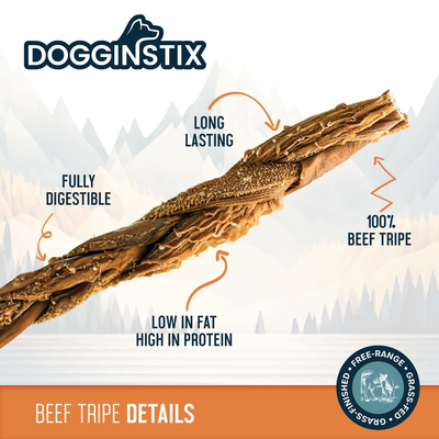 Dogginstix Braided Beef Tripe