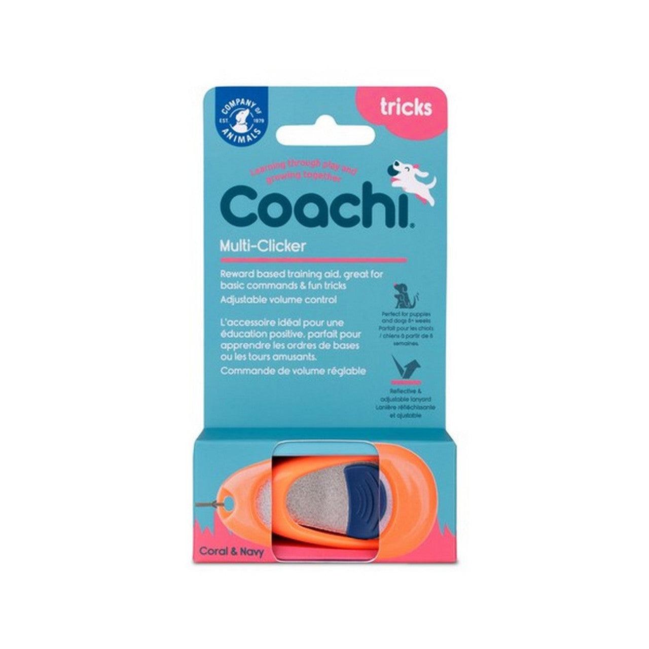 Coachi Multi-Clicker - Coral. Navy Button - Training Products - COACHI - PetMax Canada