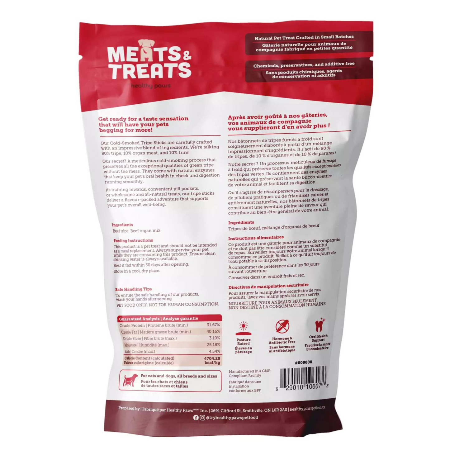 Healthy Paws Meats & Treats Cold Smoked Tripe Stick Beef