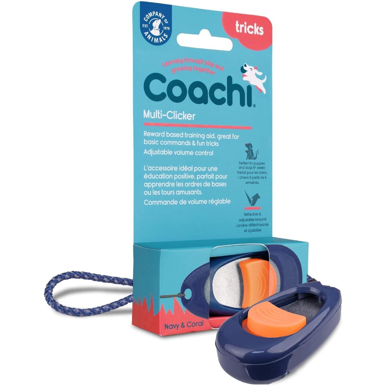 Coachi Multi-Clicker - Navy. Coral Button - Training Products - COACHI - PetMax Canada