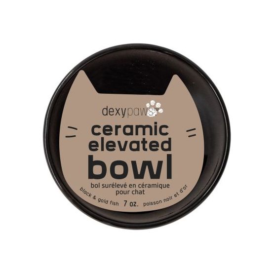 Dexypaws Raised Ceraminc Cat Bowl Black