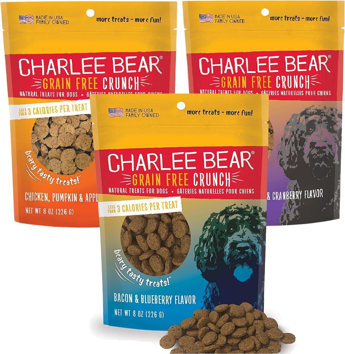 Bundle: Charlee Bear Bacon & Blueberry Flavour, Chicken, Pumpkin & Apple Flavour, and Turkey, Sweet Potato and Cranberry Flavour - 8oz bags - Default Title - Dog Treats - Charlee Bear - PetMax Canada
