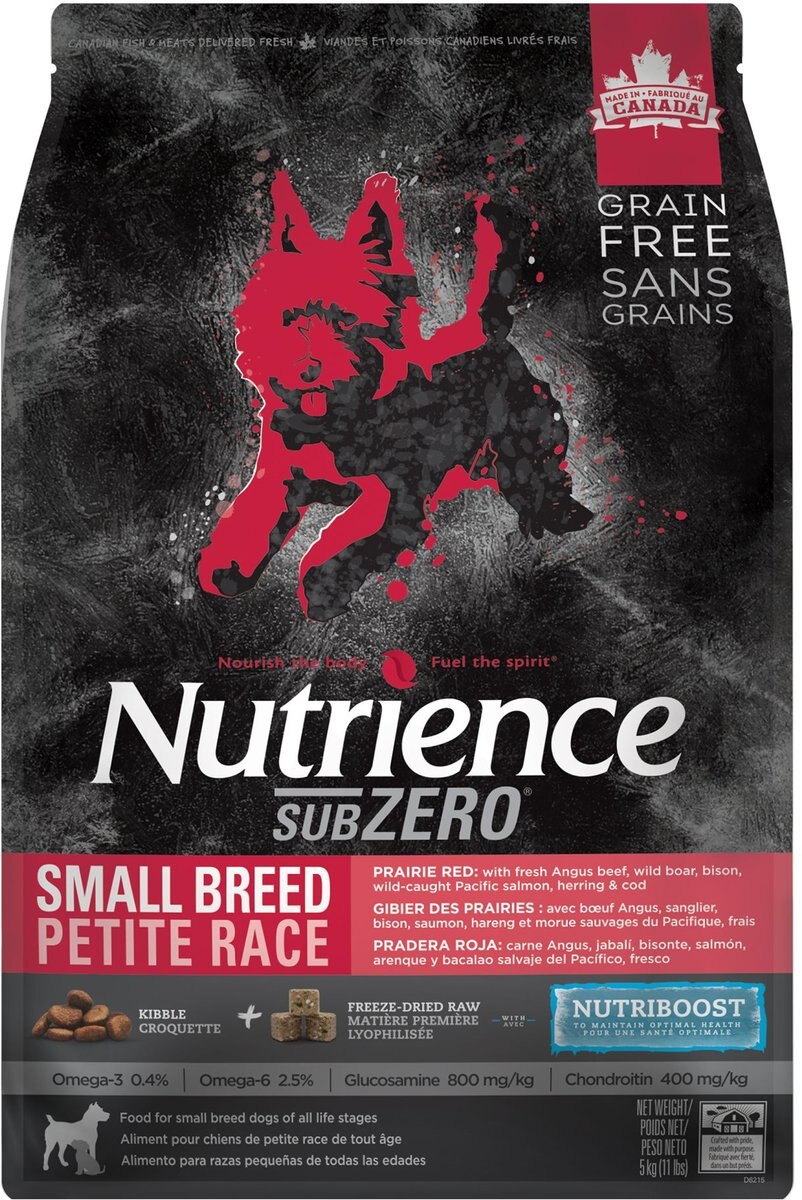 Nutrience Nourriture pour chiens sans céréales SubZero Petite race Rouge prairie 