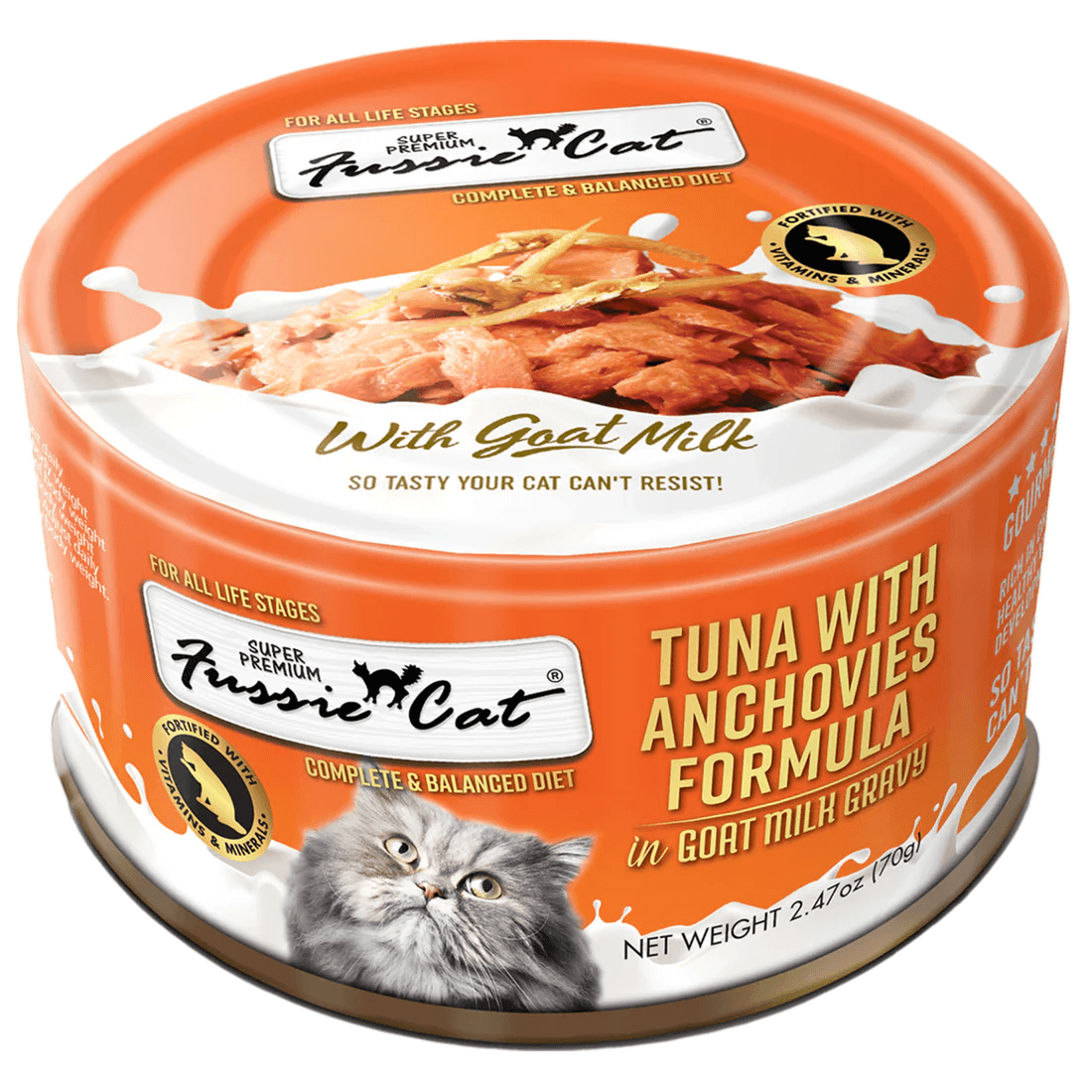 Fussie Cat Premium Tuna With Anchovies Formula in Goat Milk - Individual - Canned Cat Food - Fussie Cat - PetMax Canada