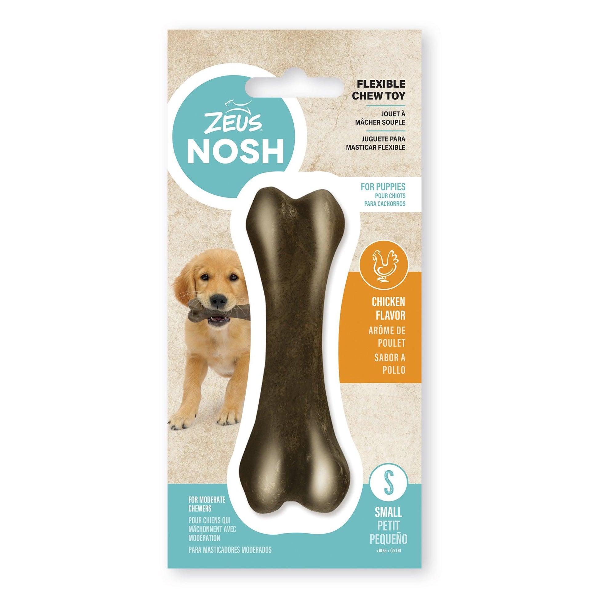 Nosh Flexible Chew Bone For Puppies Chicken - Small - Nylon - Nosh Bones - PetMax Canada