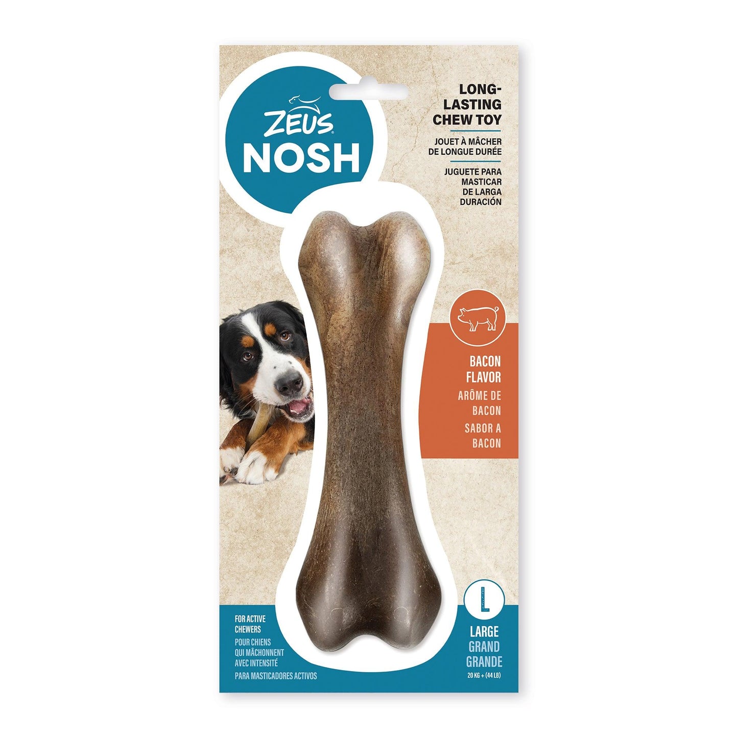 Nosh Strong Chew Bone Bacon - Large - Nylon - Nosh Bones - PetMax Canada