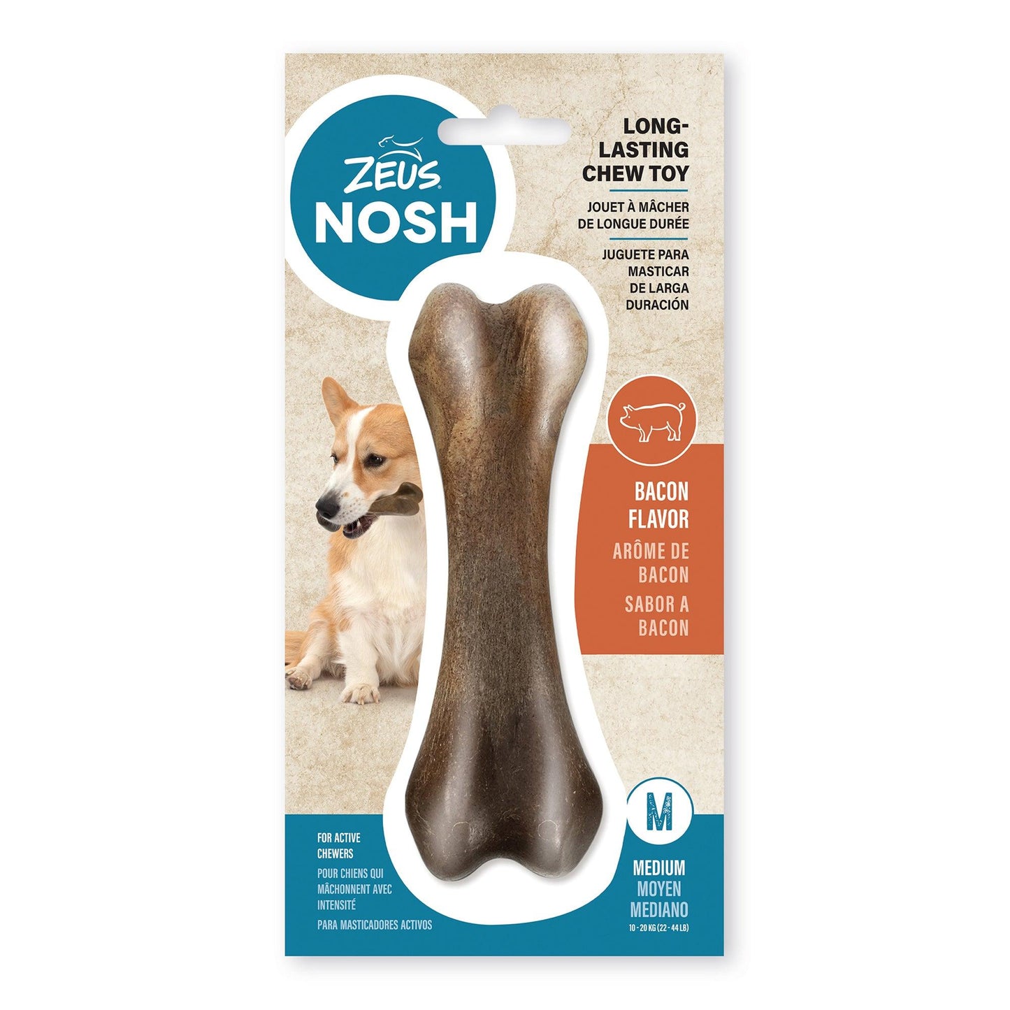 Nosh Strong Chew Bone Bacon - Medium - Nylon - Nosh Bones - PetMax Canada