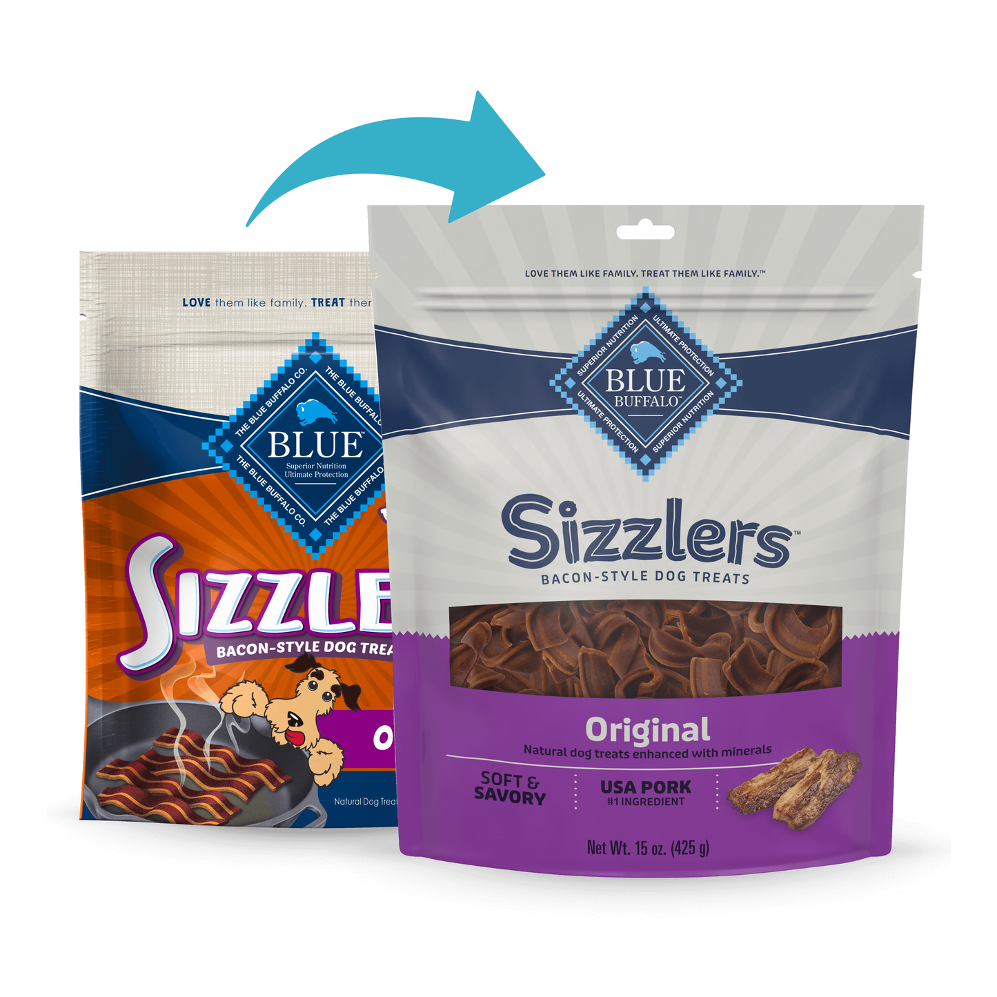 Blue Sizzlers Bacon Style Dog Treats